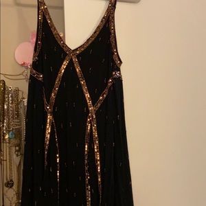 Free people black and gold sequin dress